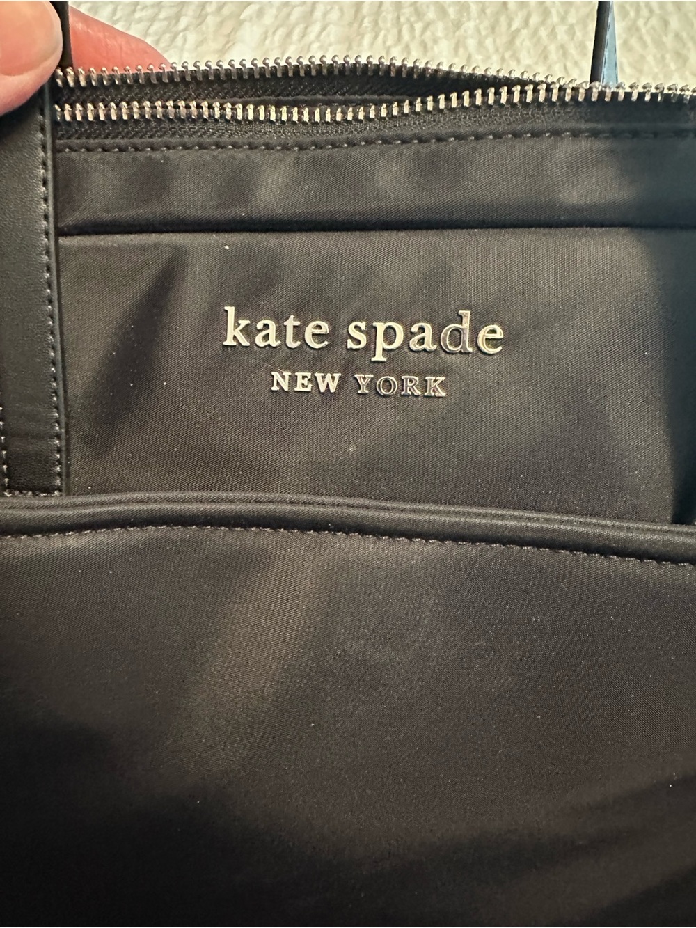 kate spade Black Nylon Tote with Silver Logo Hardware